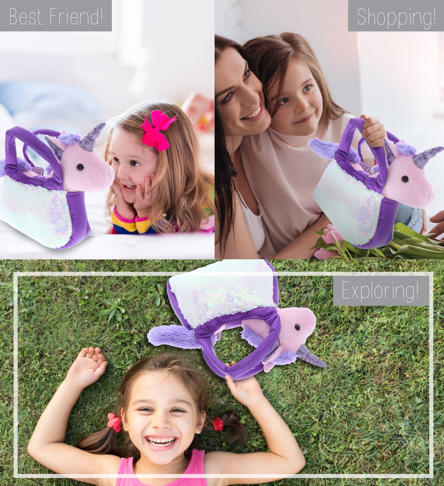 Purple Unicorn Plush Purse Pet Sequin CGlobal Fl/ Tx