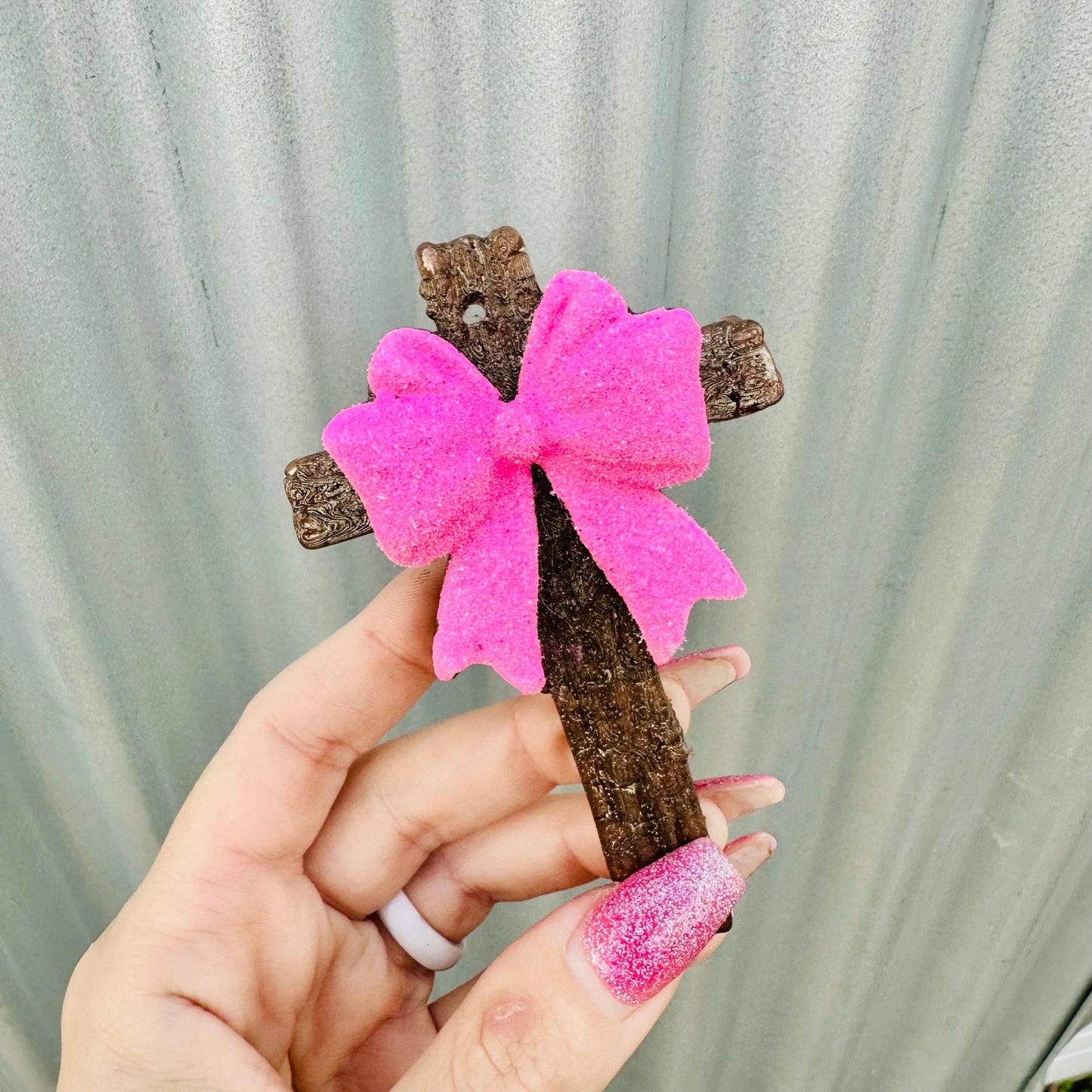 3D Cross with Bow Car Freshie:  Southern C