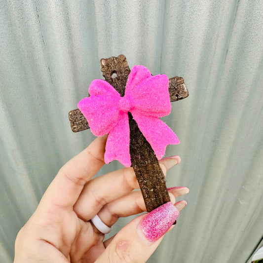 3D Cross with Bow Car Freshie:  Southern C