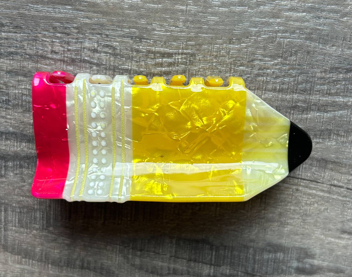 Teacher Theme Claw Hair Clip: Pencil JInk Fl