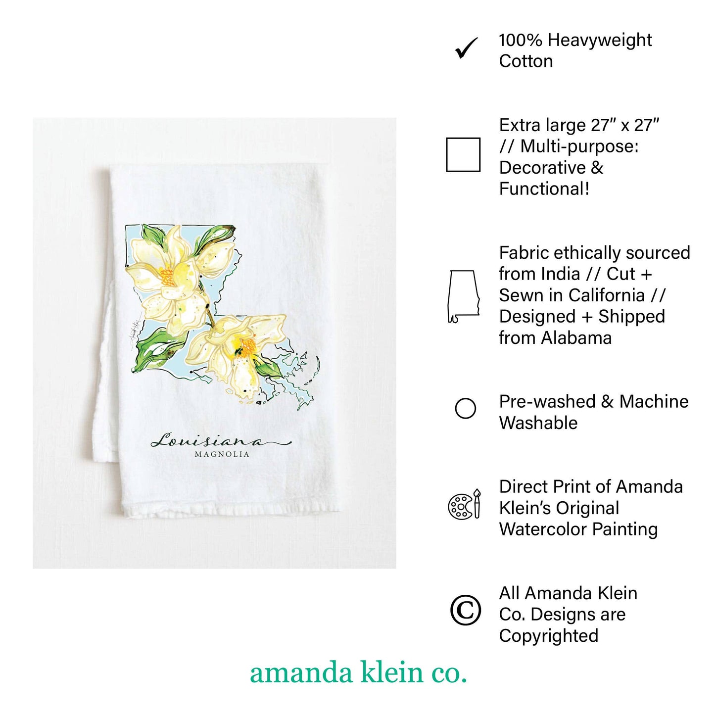 Cross Flour Sack Tea Towel: Towels with Hangers Amanda Klein
