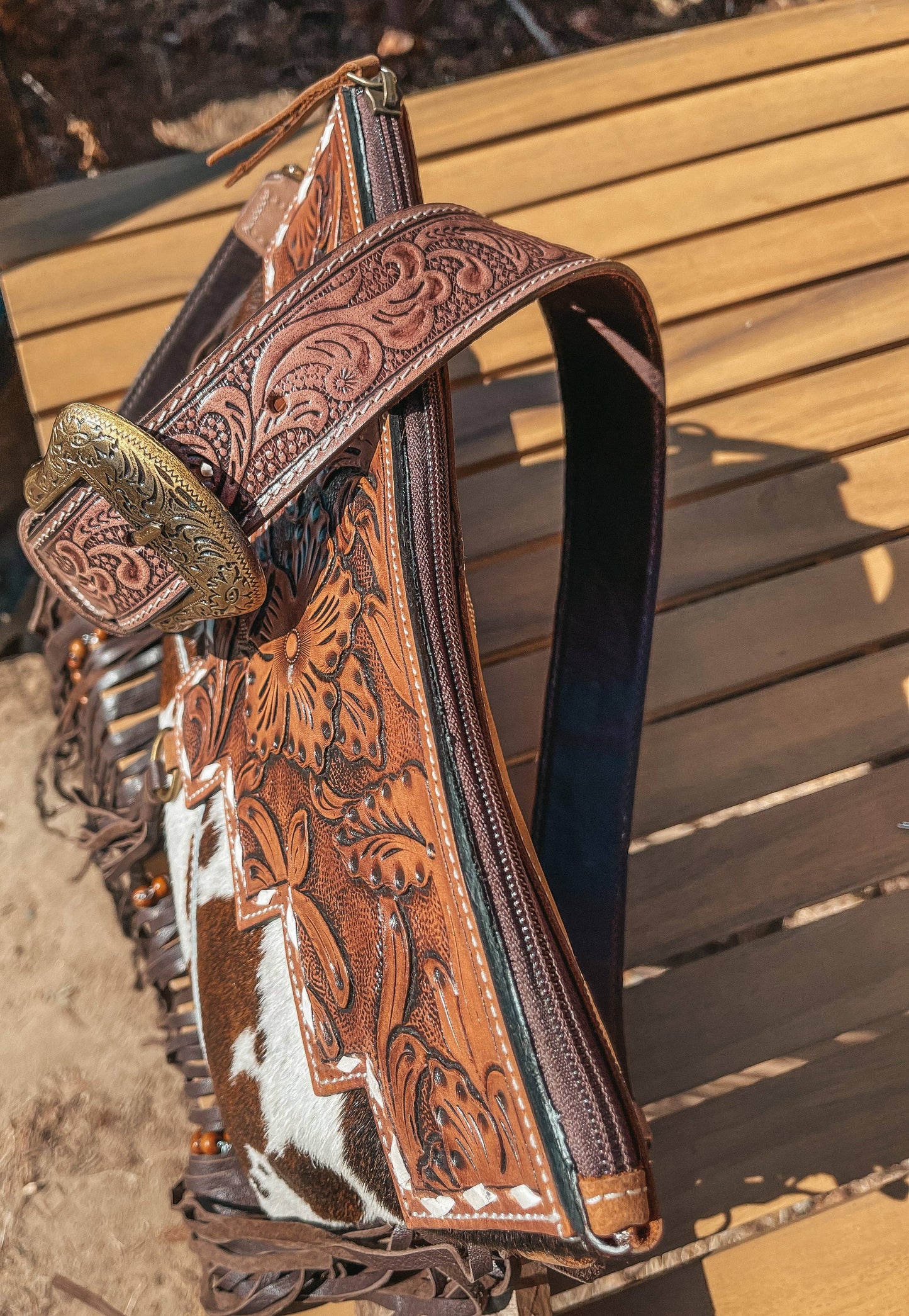 The Lancaster Cowhide Leather Tooled Purse Haught