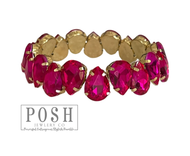 Chunky Rhinestone teardrop bracelet - LC: PP