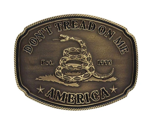 Don't Tread On Me Western Cowboy Belt Buckle 1637: Bronze Simple