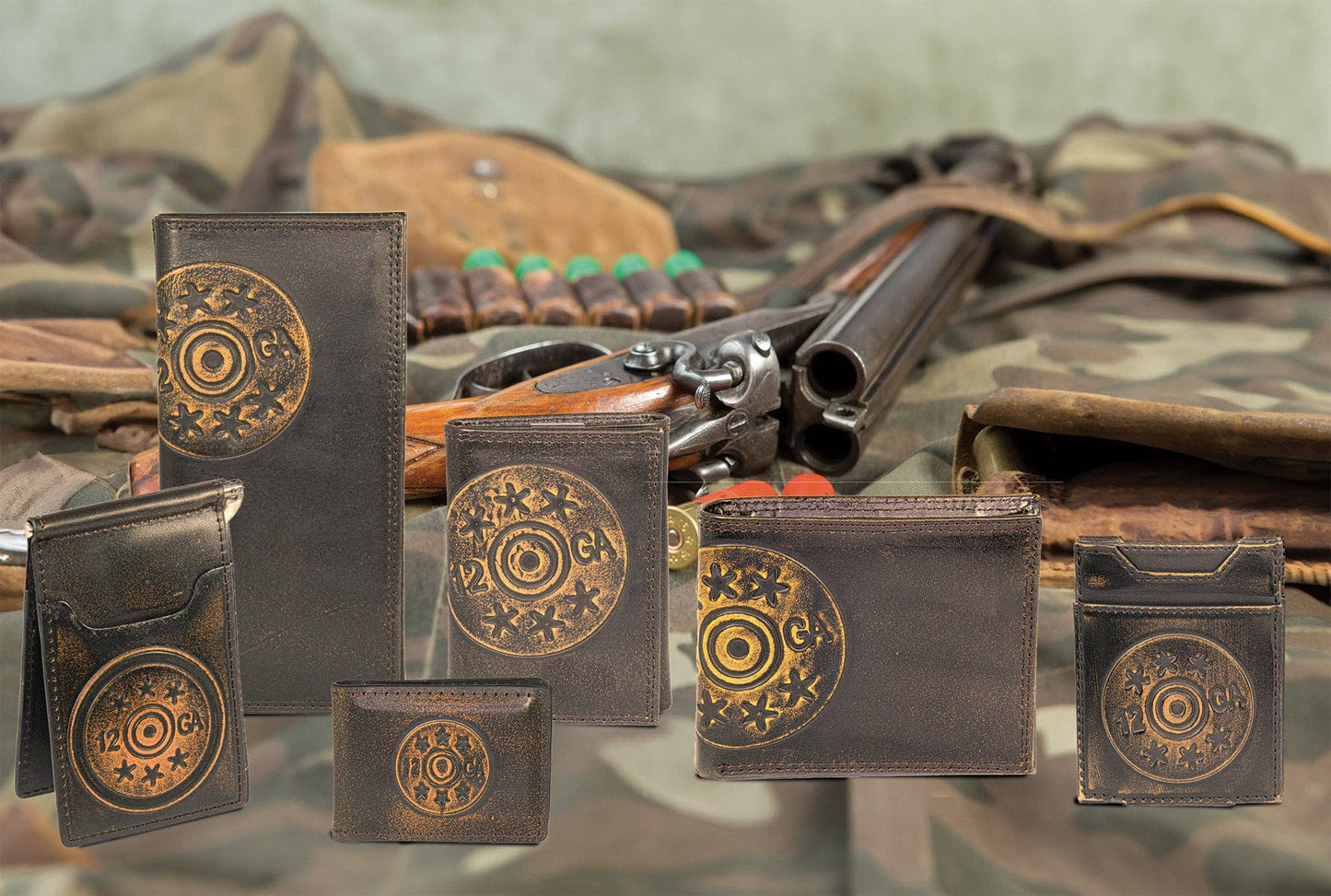 Shotshell Burnished Leather Zep Trifold Wallet
