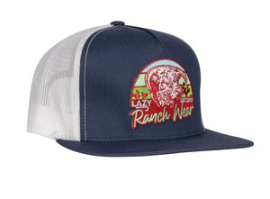 LAZY J RANCH NAVY & WHITE OR Carolina Blue & White PRICKLY PEAR CLASSIC FIVE PANEL TRUCKER HAT