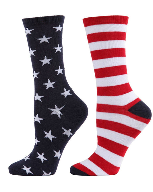 MeMoi Stars and Stripes  Ladies Crew Socks: Navy / 9-11 Inf Class