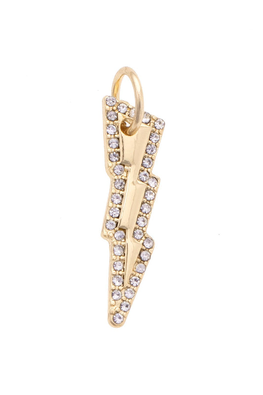 Pave Lightning Bolt Charm in Shiny Gold Canvas