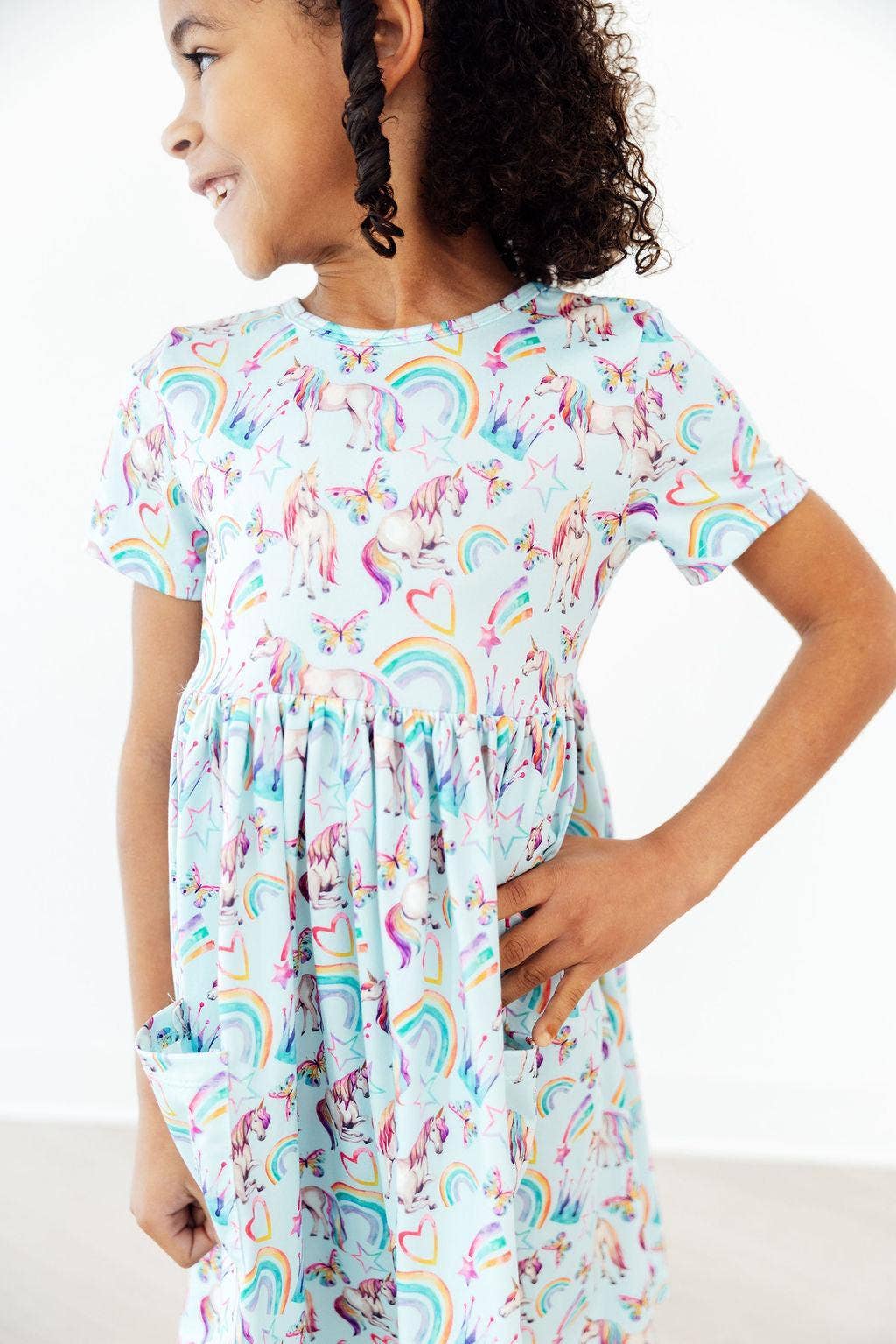 Unicorn Queen S/S Pocket Twirl Dress: Mila Fl