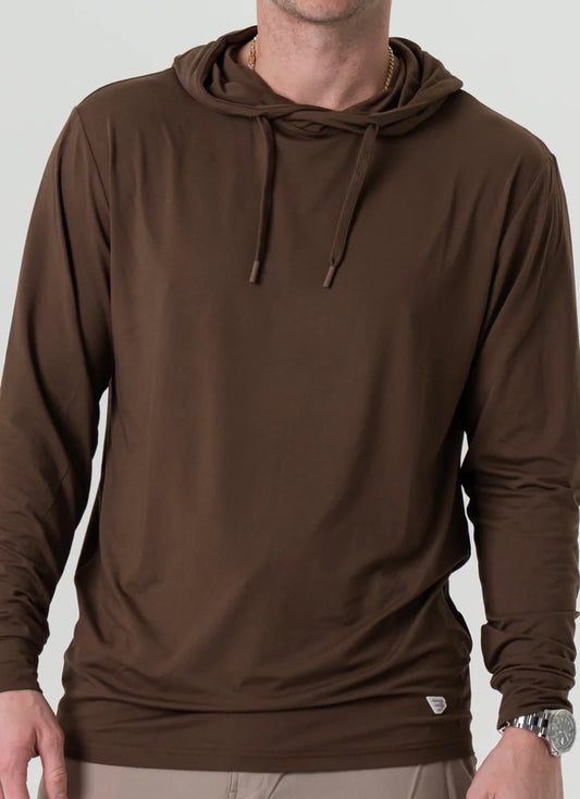 Heather Brown Performance Hoodie With UPF 50 Sun Protection Burlebo