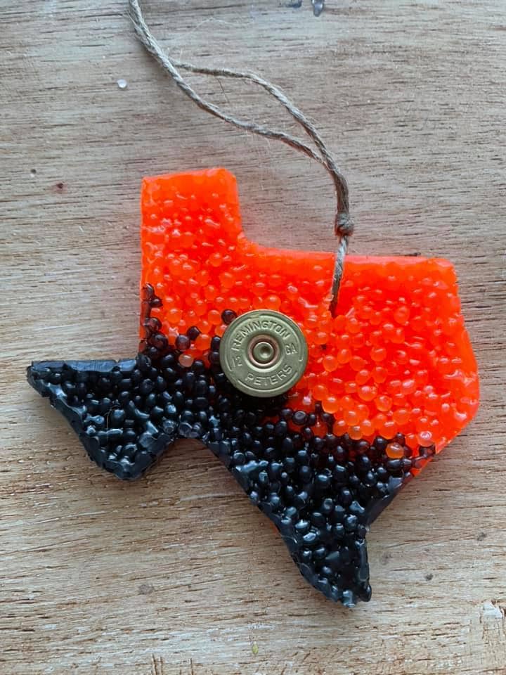 Texas Shotgun Shell Painted Feather Car Freshie