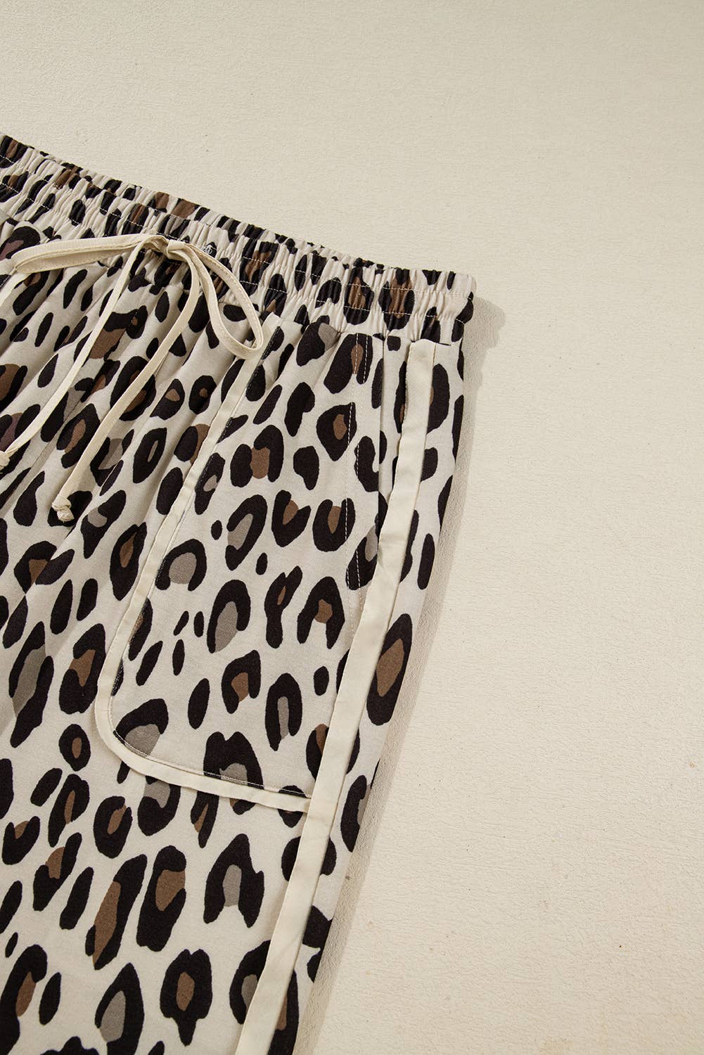 Khaki Leopard Wide Leg Cropped Pants 66