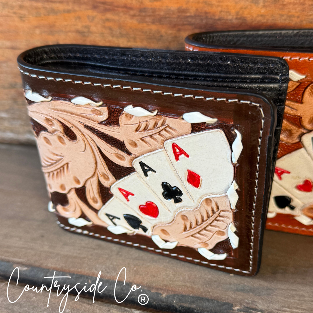 Gambler Leather Men's Wallet: Brown Countryside