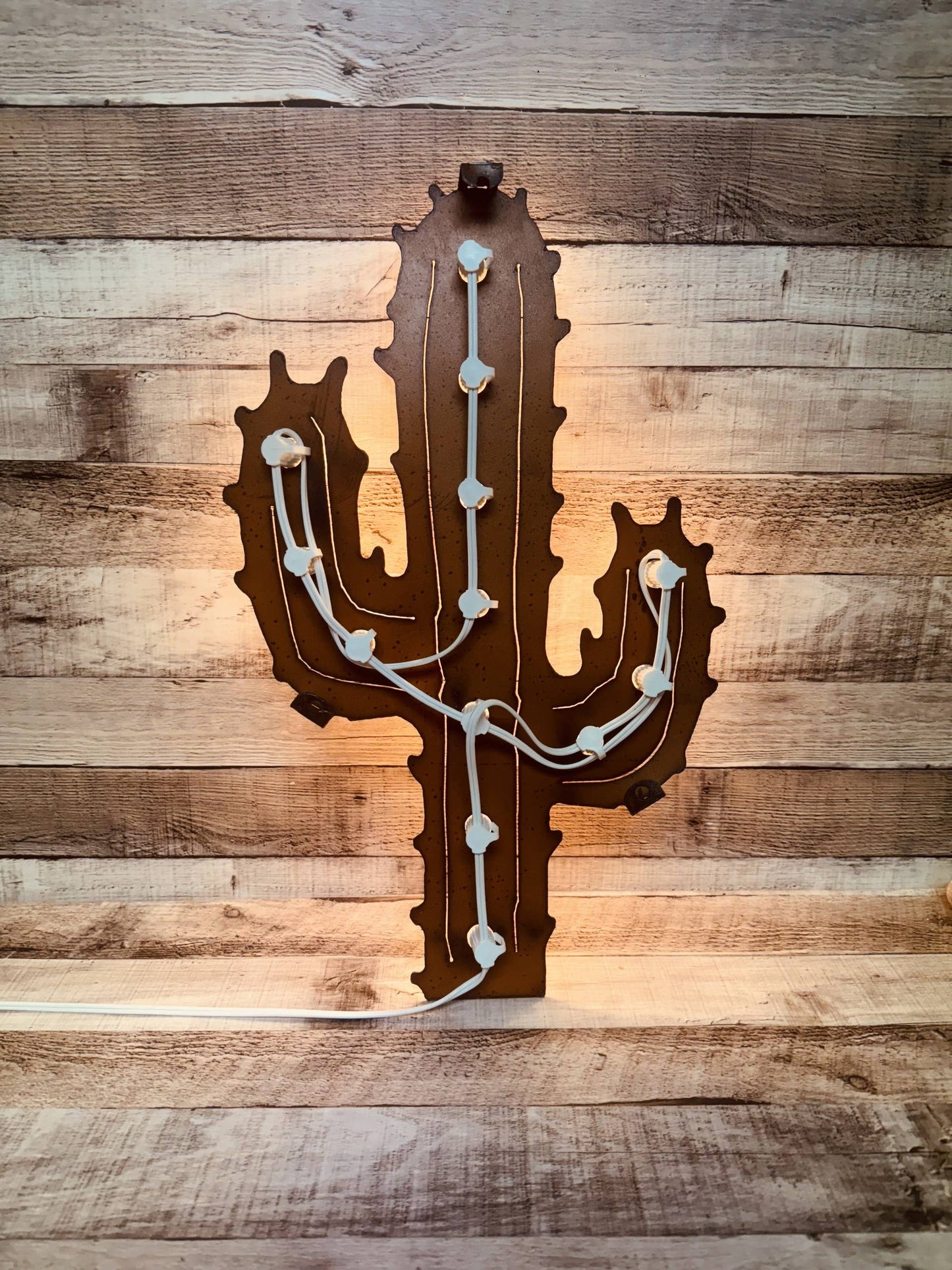 Saguaro Cactus Rustic Metal Marquee Vintage Inspired Light Ironworks
