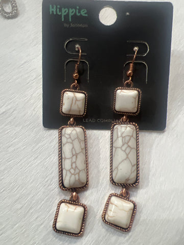 Copper Three Stone Trio Earrings