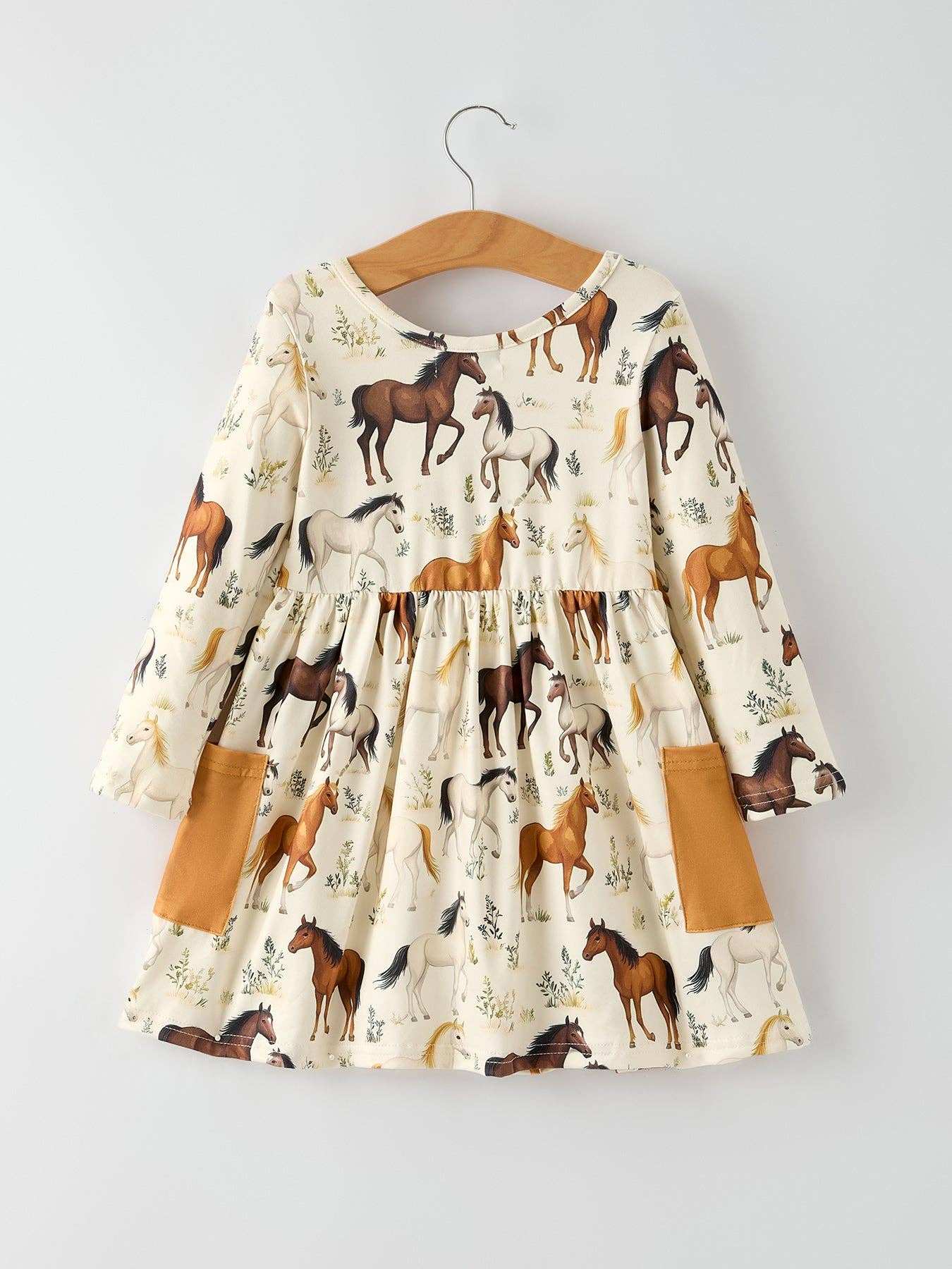 Western Horse Print Long Sleeve Dress Rylee