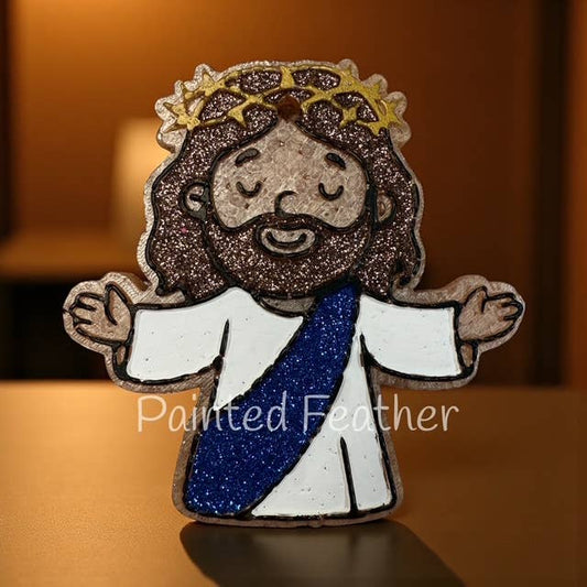 Little Jesus: Painted Feather Car Freshie