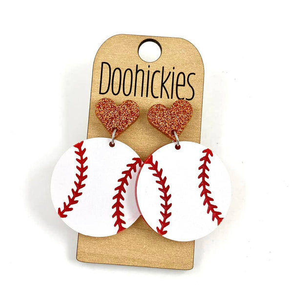 Heart Baseball Dangles - Purple Doohickie