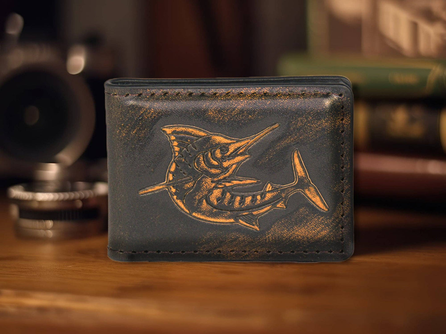 Marlin Burnished Leather Zep Money Clip