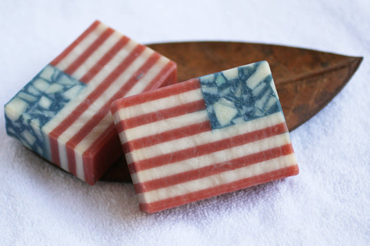 Organic American Flag Handmade Soap (Rose Geranium) 5oz: OneLeaf