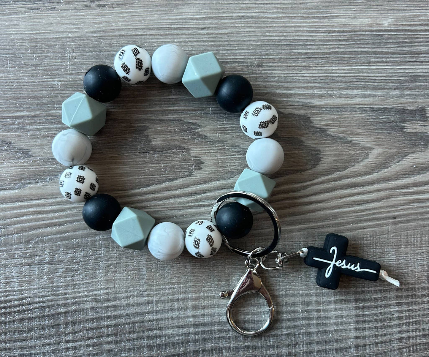 Faith Jesus Cross Wristlet Keychain: JInk Tx/Fl