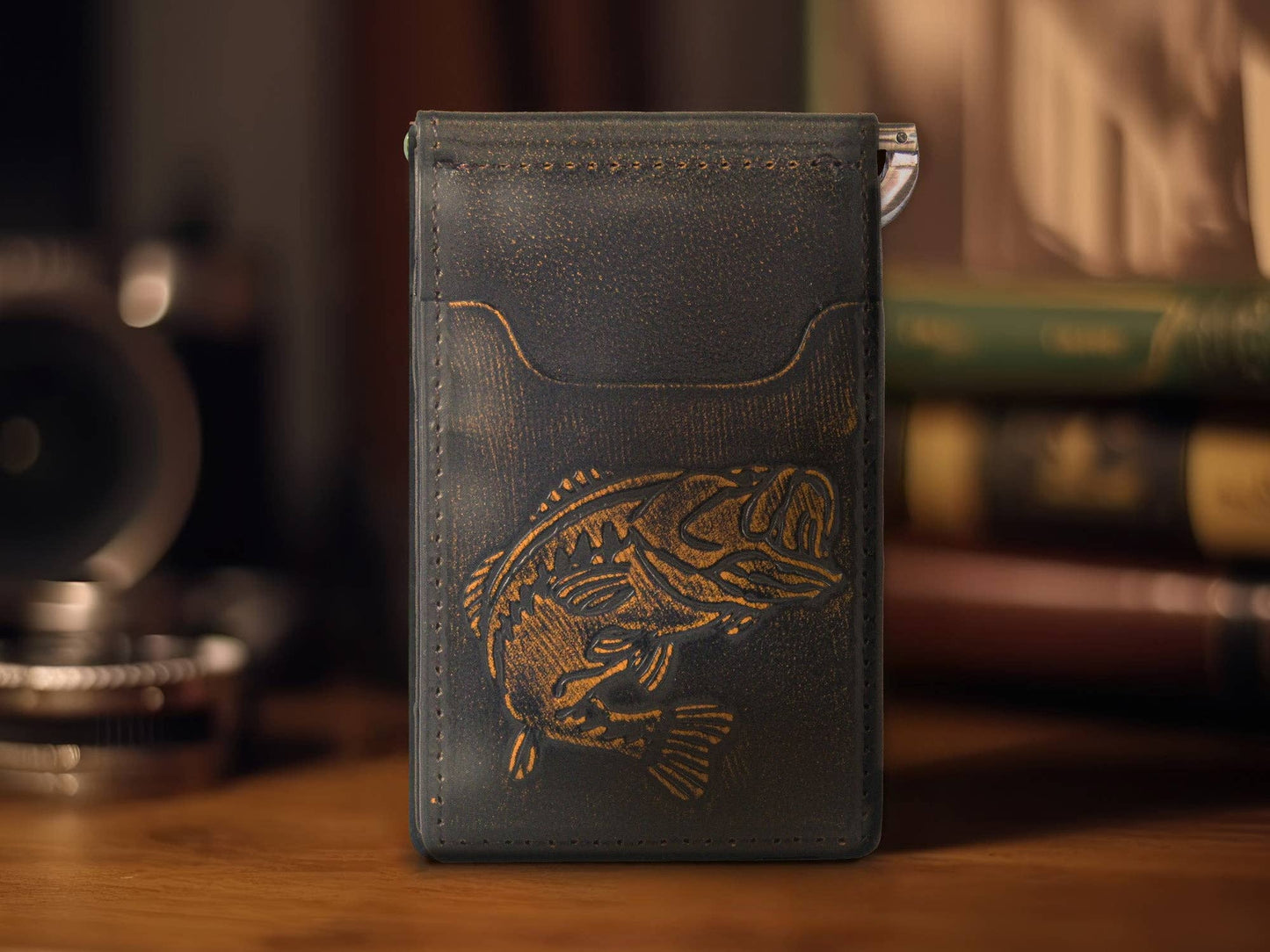 Bass Burnished Leather Zep Front Pocket Clip Wallet