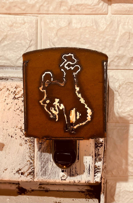 Wyoming Bronc Rider Rodeo Classic Night Light ironwork