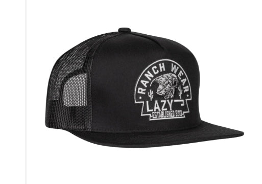 Lazy J Ranchwear Black Arrowhead Patch Classic Five Panel Trucker Hat