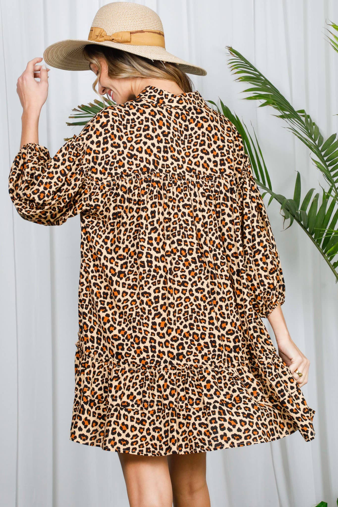 Leopard Printed Tiered Baby Doll Dress