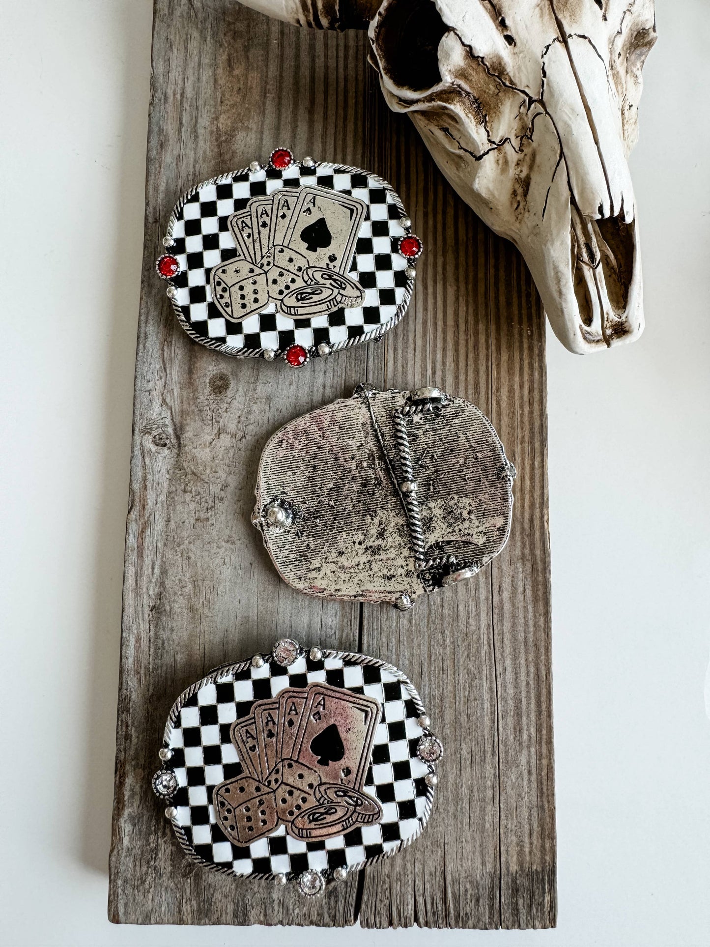 Western Belt Buckle Checker Checkered Pattern: TURQUOISE Boho