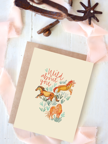 Wild About You Mustangs Western Valentine's Day Card Tirzah