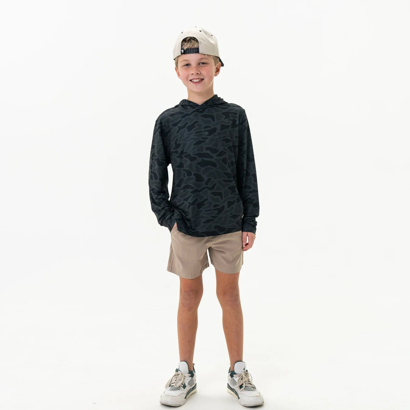 Black Camo Yourh Performance Hoodie UPF 50 Sun Protection Fl Y-PH-BLKC