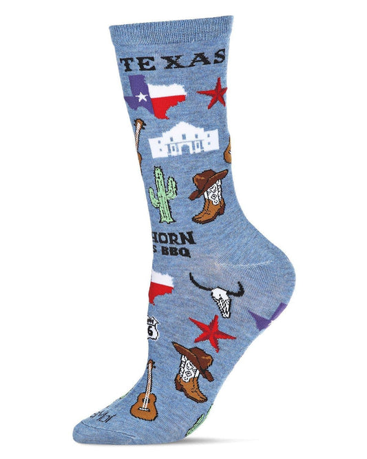 Texas Bamboo Blend Crew Sock: Denim Heather / 9-11