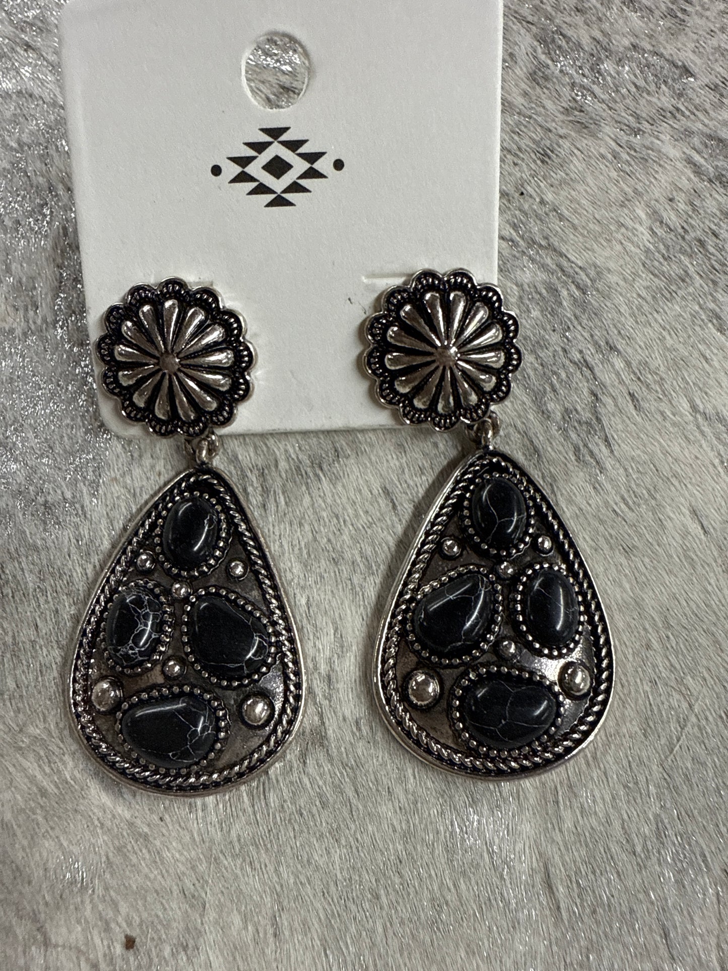 Western Concho Teardrop Earrings