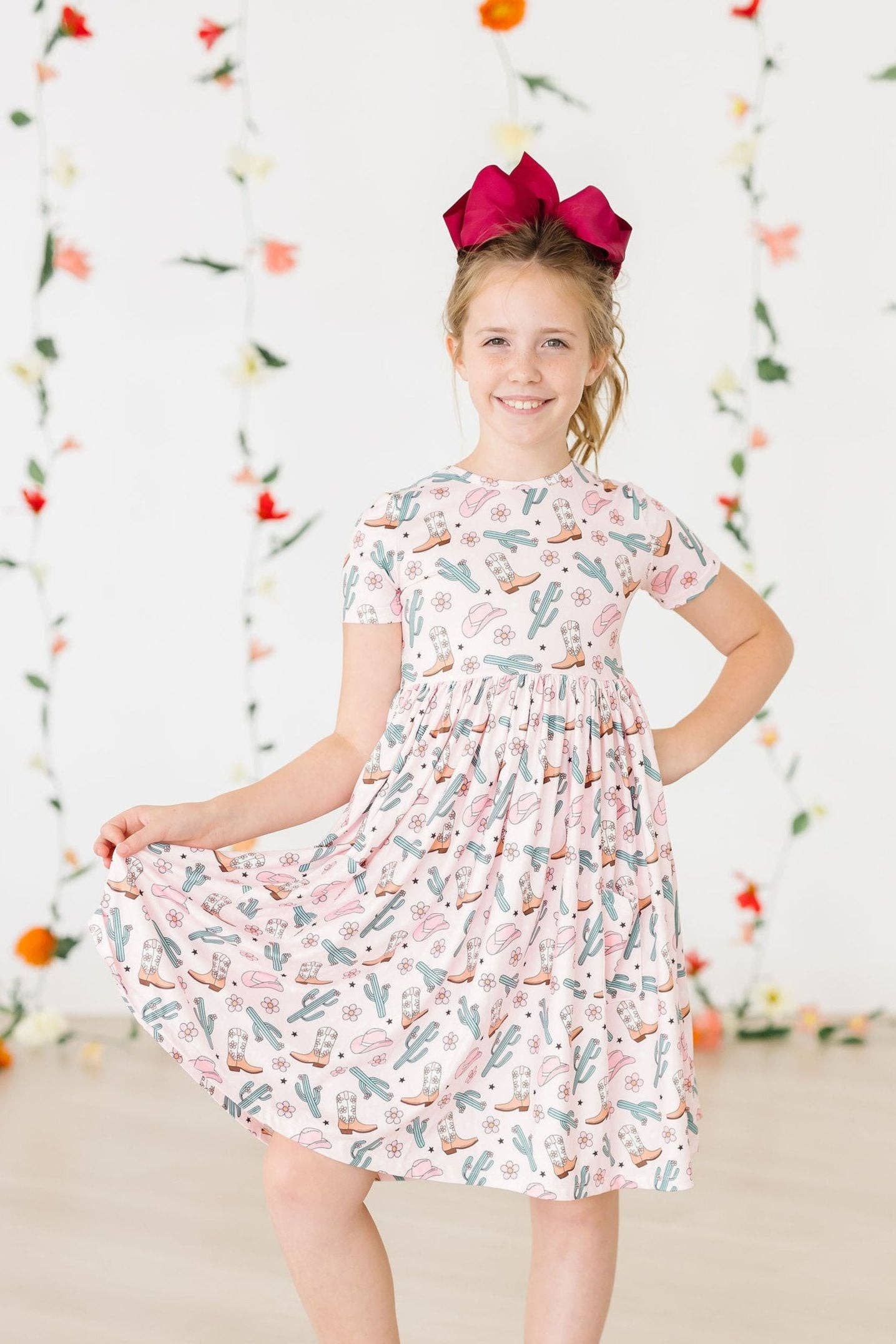Cactus Cowgirl S/S Pocket Twirl Dress: Mila Tx/ Fl