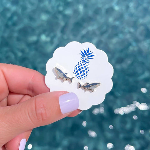 Shark Enamel Stud Earrings Prep Obsessed