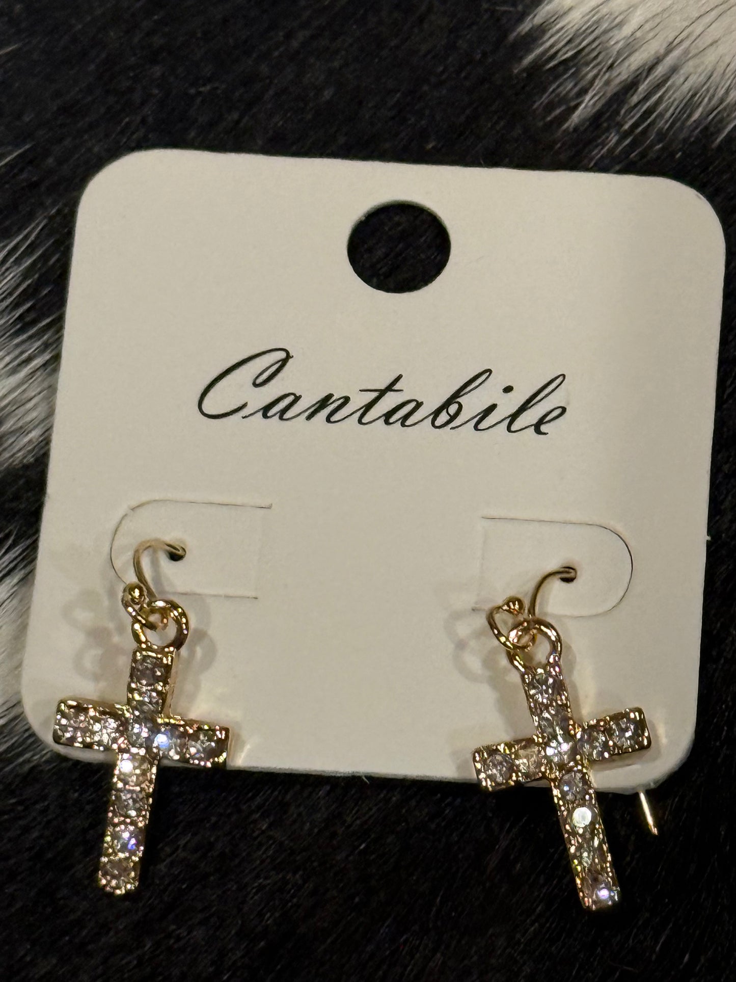 Tiny Bling Cross Earrings by Cantibile