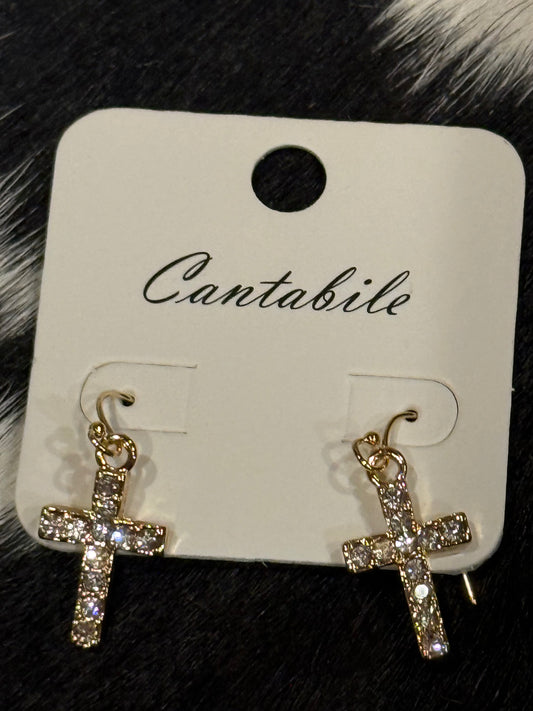 Tiny Bling Cross Earrings by Cantibile