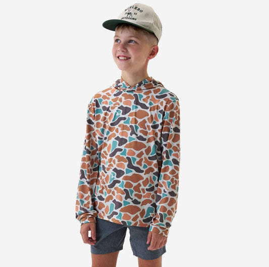 Bayside Camo Youth Burlebo Performance Hoodie With UPF 50 Sun Protection Tx/ Fl