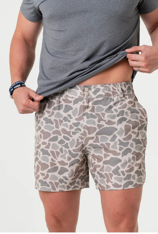 Classic Deer Camo Everyday Shorts with Grey Pocket  5.5” Burlebo