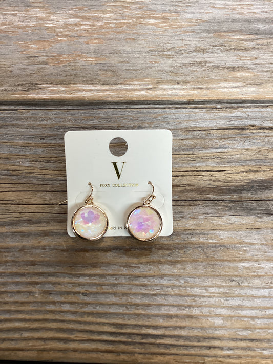 V foxy collection circular gemstone earrings