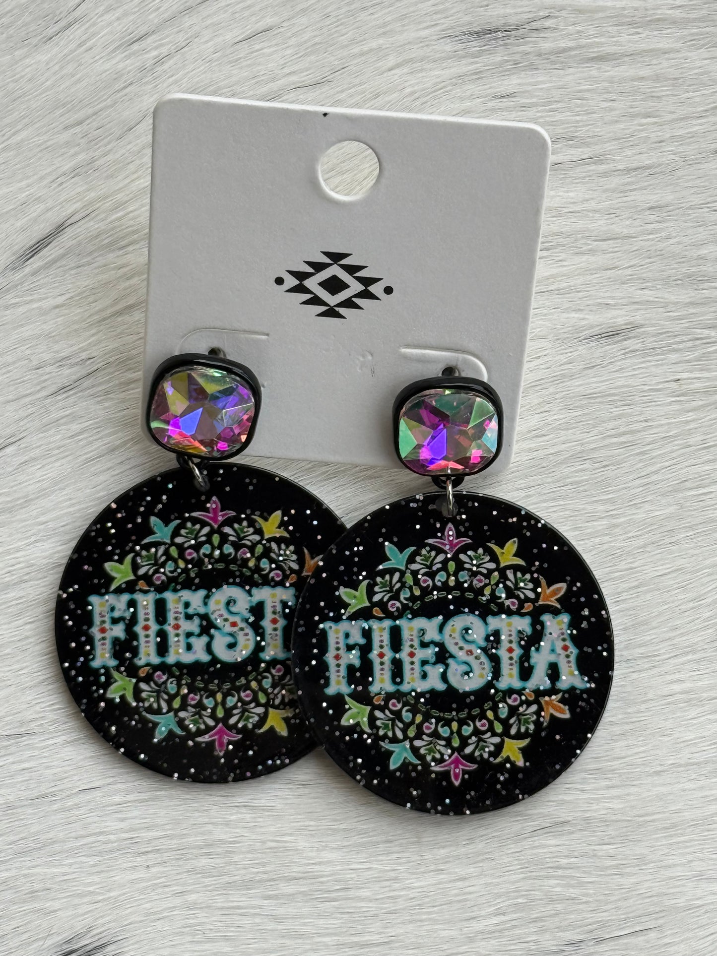 Bling, fiesta black circle earrings