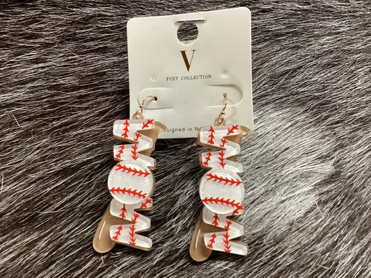 Acrylic Mom Baseball Earrings