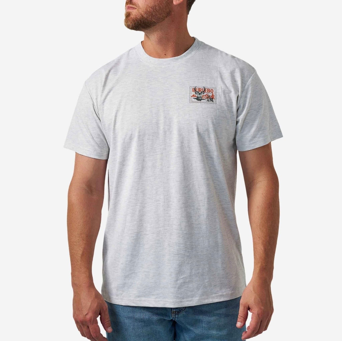 Buck Stamp Ash Gray Burlebo T Shirt SST-BKST-AG FI/ Tx