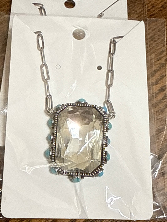 Western Faceted glass and Turquoise Necklace