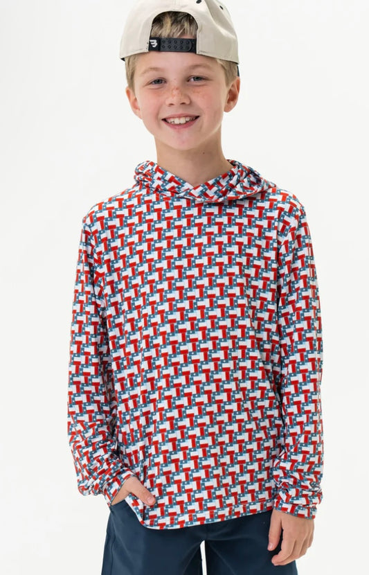 Texas Flag Youth Performance Hoodie UPF 50 Sun Protection Burlebo