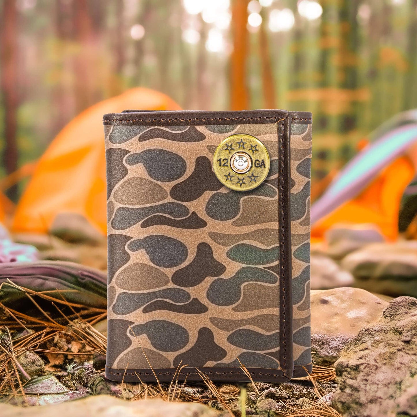 Shotshell Men's Trifold Old School Zep  Camo Leather Wallet