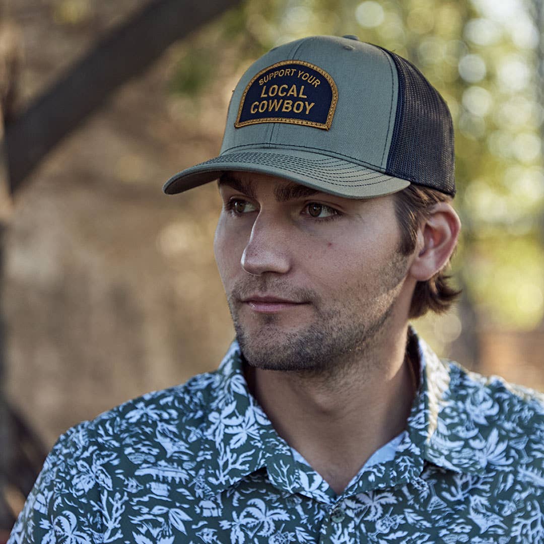 Support Your Local Cowboy Trucker Hat Olive/ Black