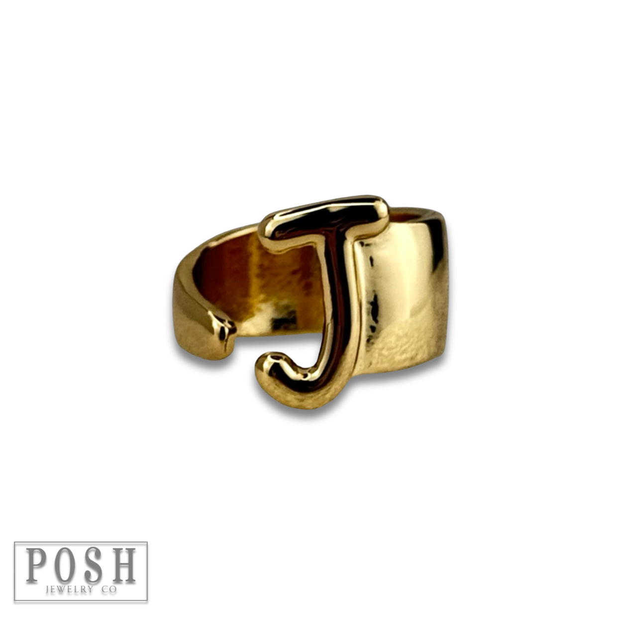 Bubble letter monogram initial ring: Gold / H