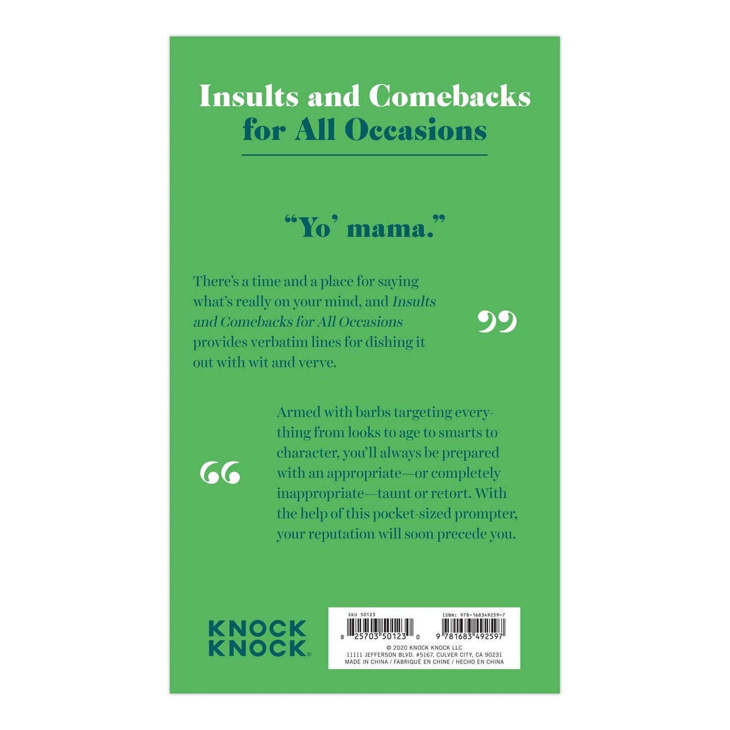 Insults & Comebacks Lines for All Occasions: Trade Paperback Book